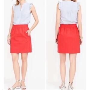 2/$15 J. Crew Linen Blend Sidewalk Mini Skirt Coral Red Pull On Pockets Size 0
